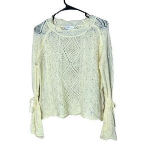 Honey & T Yellow Knit Bell Tie Sleeve Sweater Size Large